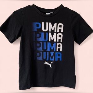 Boys Size 8 Puma Short Sleeve Black Blue White Casual Athletic T-Shirt